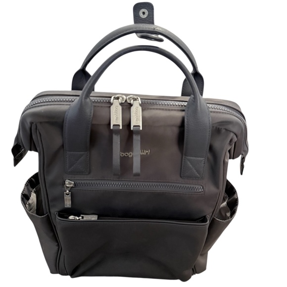 Baggallini Smoke Gray Soho Backpack Laptop Tote Carry On RFID Luggage Sleeve - Picture 2 of 13